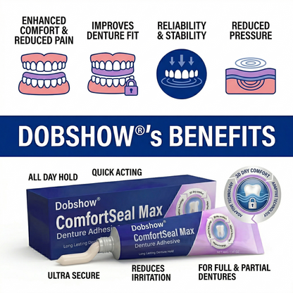 🧑‍⚕️Dobshow® 🦷ComfortSeal Max Denture Adhesive—96-hour long-lasting, heat adaptive technology
