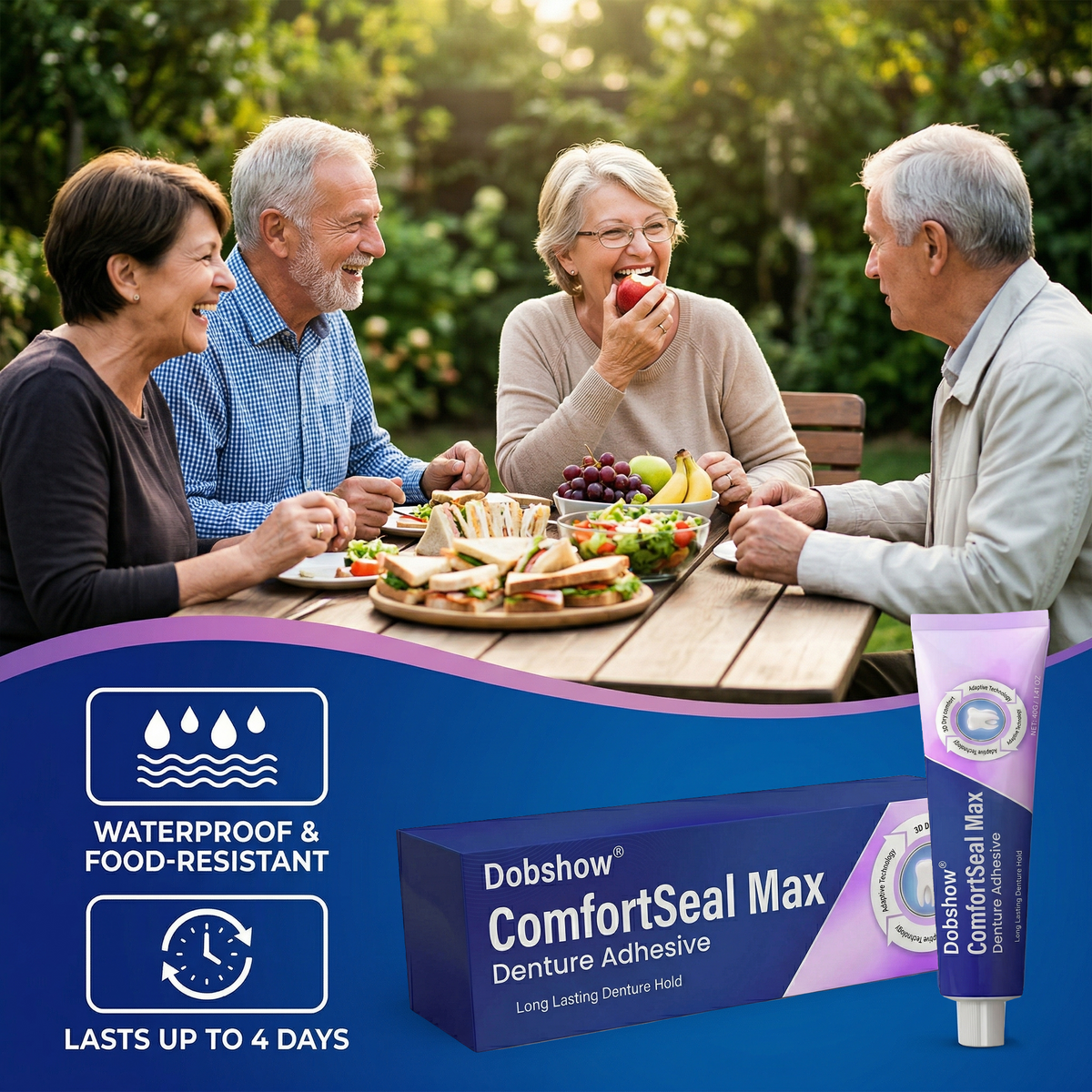 🧑‍⚕️Dobshow® 🦷ComfortSeal Max Denture Adhesive—96-hour long-lasting, heat adaptive technology