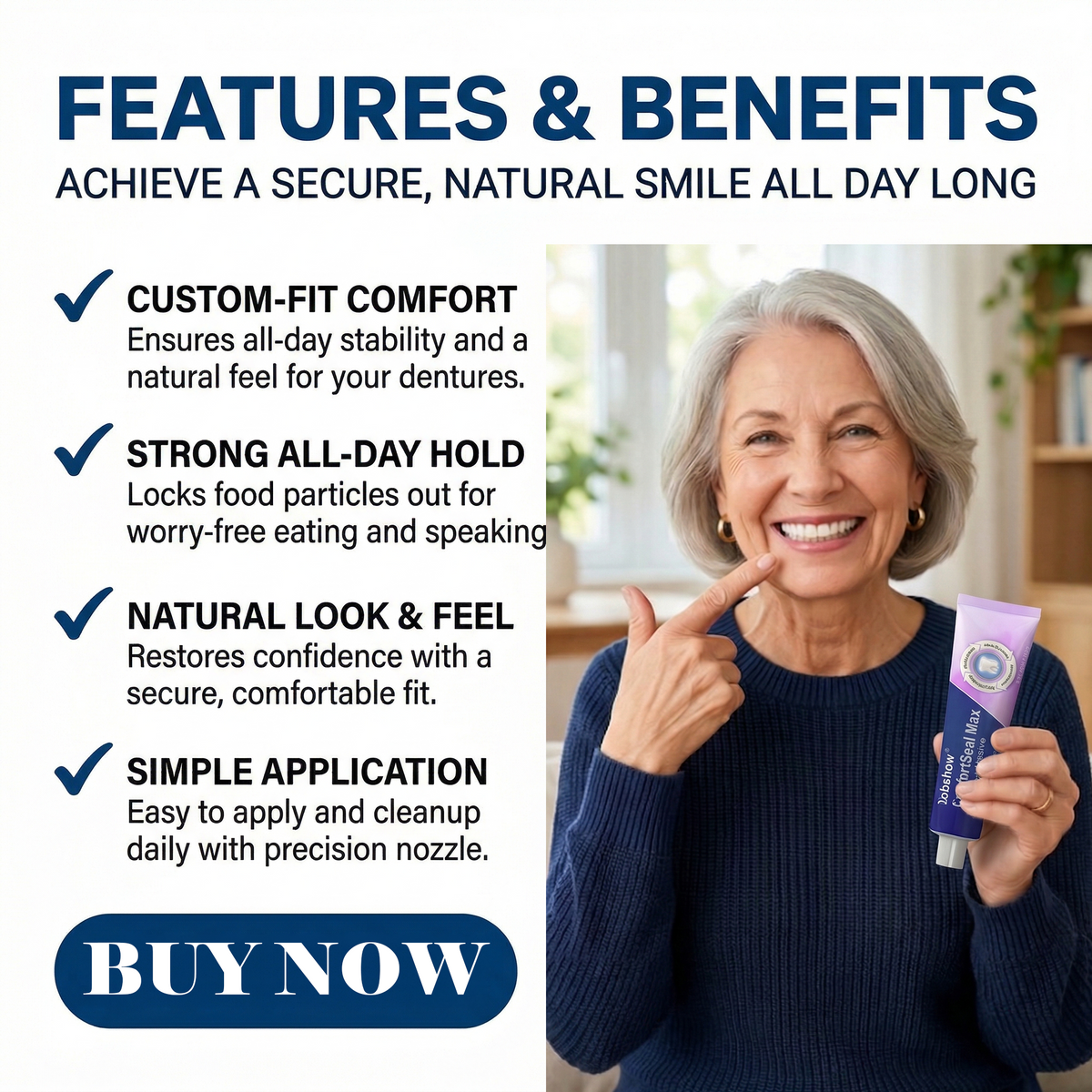🧑‍⚕️Dobshow® 🦷ComfortSeal Max Denture Adhesive—96-hour long-lasting, heat adaptive technology