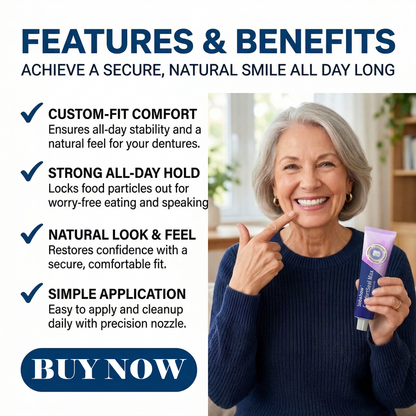 🧑‍⚕️Dobshow® 🦷ComfortSeal Max Denture Adhesive—96-hour long-lasting, heat adaptive technology